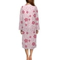thumbnail image 3 of FKELYI Pink Cherry Flower Print Women Zipper House Robes Nightgowns with 2 Pockets Zip-up Front Sleepwear Dress Comfy Bathrobe Loungewear for Fall Winter Indoor Outdoor, 2XL, 3 of 6