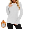 thumbnail image 5 of Lenpel Thermal Shirts for Women Soft Long Sleeve Crew Neck Fleece Lined Base Layer Tops Winter Warm Undershirts Fall Fashion Tees(White,X-Large), 5 of 8