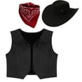 thumbnail image 3 of Alvivi Kids Rodeo Western Cowboy Hats Tassel Waistcoat Vest and Bandanna Halloween Themed Party Dress Up Black 16, 3 of 5