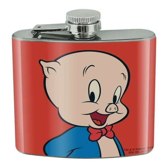 Looney Tunes Porky Pig Stainless Steel 5oz Hip Drink Kidney Flask