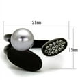 thumbnail image 2 of Luxe Jewelry Designs Women's Black IP Stainless Steel Ring with Gray Synthetic Pearl and Clear, 2 of 4