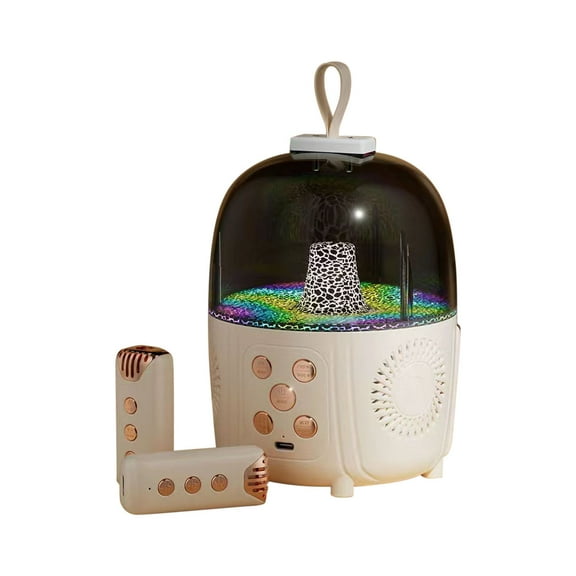 Foqnuq Portable Outdoor Dual Microphone Speaker with Ambient Light for Singing and Karaoke, Fast Charging, Bluetooth Compatible, Perfect for Gatherings