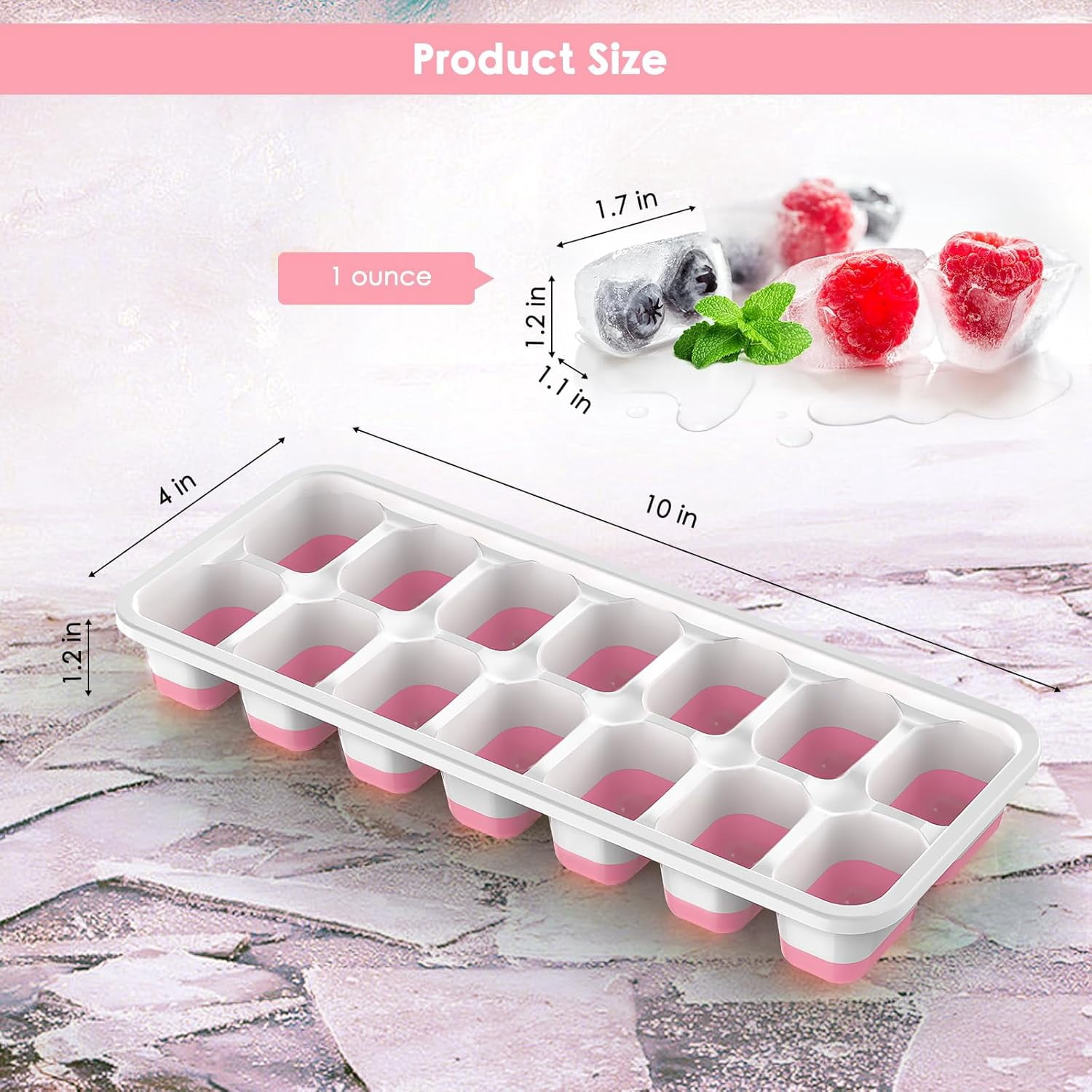ABCISI Ice Cube Tray with Lid, 4 Pack Silicone & Plastic Ice Cube Trays for Freezer, BPA Free, Stackable Ice Maker Trays for Freezer, Easy-Release and Flexible Ice Trays for Cocktail, Coffee, Tea