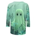 thumbnail image 4 of VKOYWKM Womens 3/4 Sleeve Tops Halloween Ghost Graphic T Shirts Cute Spooky Print Loose Fit Round Neck Party Top, 4 of 5