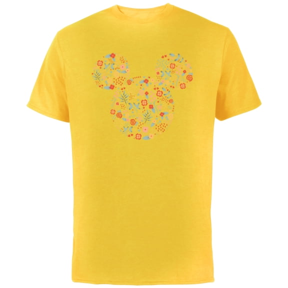 Disney Mickey Mouse Spring Head Icon with Bow Springtime - Short Sleeve Cotton T-Shirt for Adults - Customized-Yellow