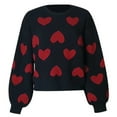 thumbnail image 4 of Arlun Heart Sweaters for Women Love Valentine's Day Knitted Puff Sleeves Crewneck Pullover Tops Casual Long Sleeve Relaxed Fit Cute Sweater 2026 Fashion New Outfits Black S, 4 of 4