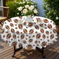 thumbnail image 4 of Football Icon White Pattern Round Tablecloth 60"x60", Wrinkle Resistant Wipeable Table Cover for Kitchen Dining Room Picnic Patio and Party, 4 of 6