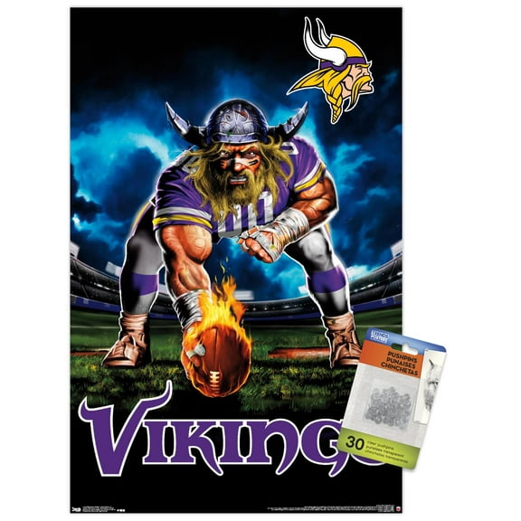 NFL Minnesota Vikings - 3 Point Stance 19 Wall Poster with Push Pins, 14.725" x 22.375"