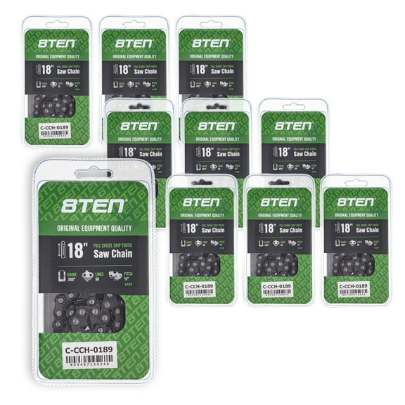 Full Chisel Skip Tooth Chainsaw Chain 18 inch .050 3/8 68DL for Poulan 10 Pack 810-CCC2301H