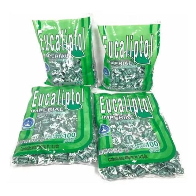 4 Bolsas Con 100 Pzs C/U Dulce Eucaliptol Caramelo Mentol La Imperial Caramelo Eucaliptol