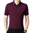 thumbnail image 2 of Camisa de manga corta para hombre, camisa de vestir de manga corta para hombre, suéter casual holgado, XXXXL, 2 of 9