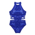 thumbnail image 3 of renvena Kids Girls Shiny Sequins Halter Strappy Back Gymnastic Ballet Dance Leotard Ballerina Costume, 3 of 7