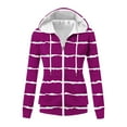 thumbnail image 5 of Htigea Striped Hoodies for Women Full Zip Up Hooded Long Sleeve Trendy Slim Fit Sweatshirts with Pockets Purple S, 5 of 9