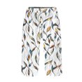 thumbnail image 4 of Domuza Women's Bermuda Shorts Casual Knee Length Relaxed Fit Beach Shorts Summer Boho Striped Floral Print Athletic Shorts with Pocket Light Gray 2XL, 4 of 5