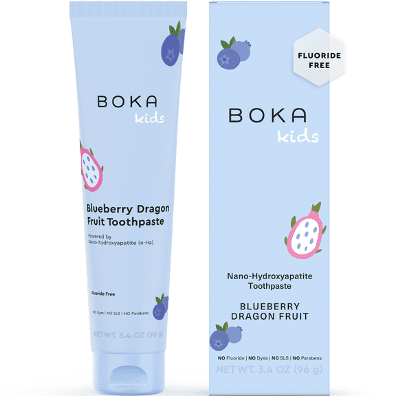Boka Fluoride Free Toothpaste, Nano Hydroxyapatite Toothpaste - Blueberry Dragonfruit Flavor - 3.4oz