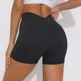 thumbnail image 4 of Gym Shorts Pack Women,Workout Shorts for Women Gym,Women's Gym Shorts,OHGOD Women's High-Waisted V-Waist Yoga Shorts, Solid Color, Peach Butt Lifting, Stretchy Activewear for Running - Black - M, 4 of 8