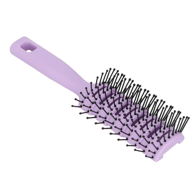 Detangling Hair Brush with Rounded Nylon Teeth, Hollow Back Design, Curved Body, Non Slip Handle, Hanging Hole for Hair Care