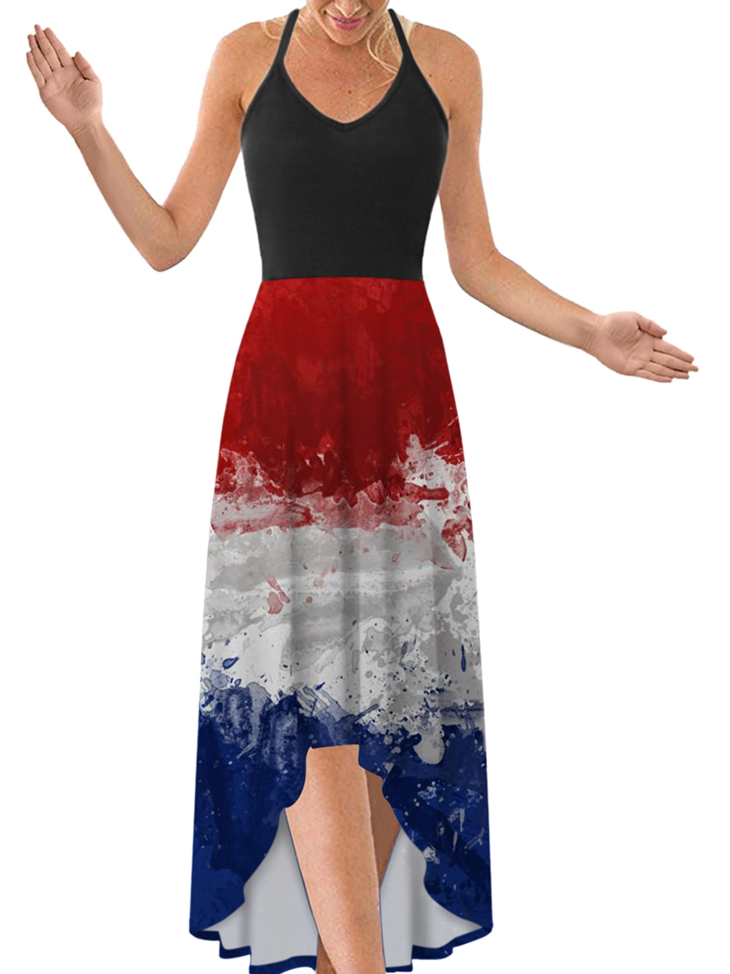 Wrcnote 4th of July American Flag Sleeveless Tank Dress for Womens ...