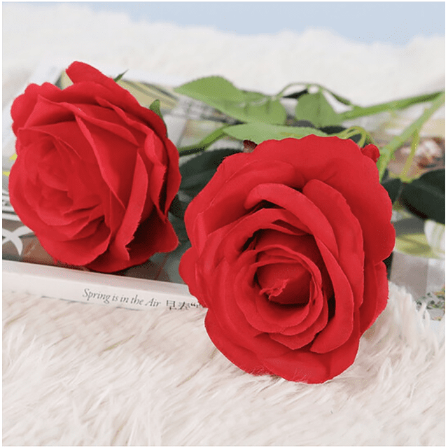 Ramo de flores artificiales falsas, flores secas, flor de decoración de flores de seda de plástico, decoración de arreglos florales de sala de estar, 10 rosas rojas XianweiShao 8390606004369