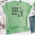 thumbnail image 2 of Slow Your Roll Shirt, Unisex Women's Men's Shirt, Bowling Shirt, Funny Pun Shirt, Heather Apple Green, Medium, 2 of 6
