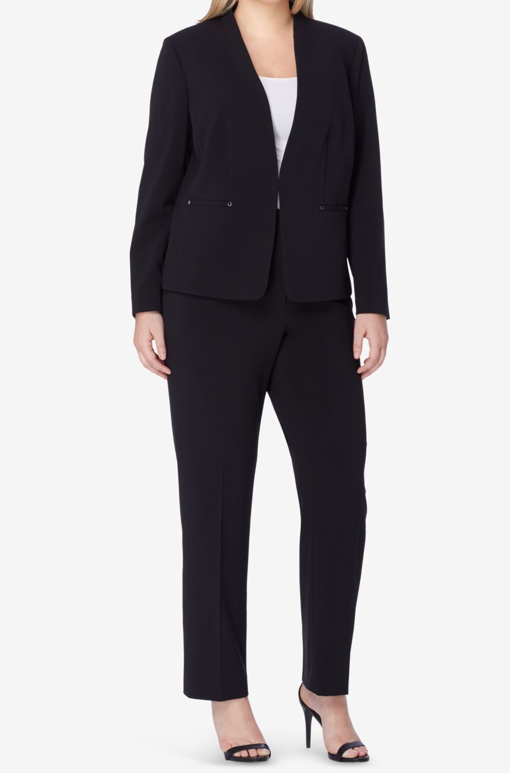 ASL Womens Plus Kiss-Front Pant Suit 