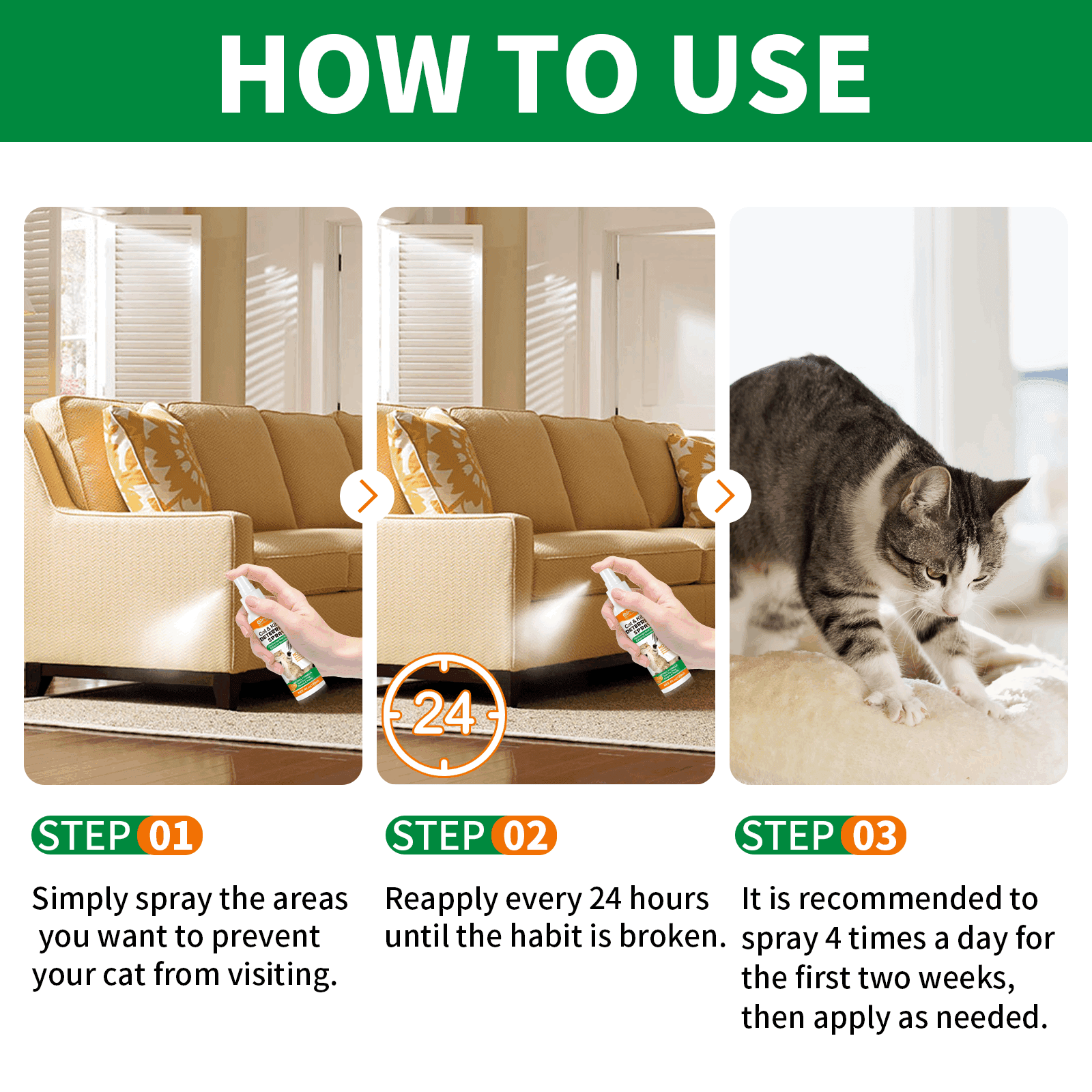 Oimmal Cat Deterrent Spray 120ml, Cat & Kitten Training Aid with Bitter,  Anti Scratch Furniture Protector Establish Boundaries & Keep Cat off -  1pack 