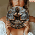 thumbnail image 2 of A 10-inch 2D flat "Zen Art Sculpture" wooden silent wall clock, featuring a serene design, is an excellent choice for Halloween/Easter/Christmas gifts and is suitable for modern home decoration art., 2 of 7