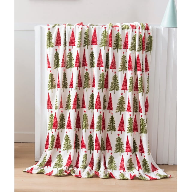 Manta elegante y cómoda de terciopelo suave, 127 x 152 cm, para Navidad