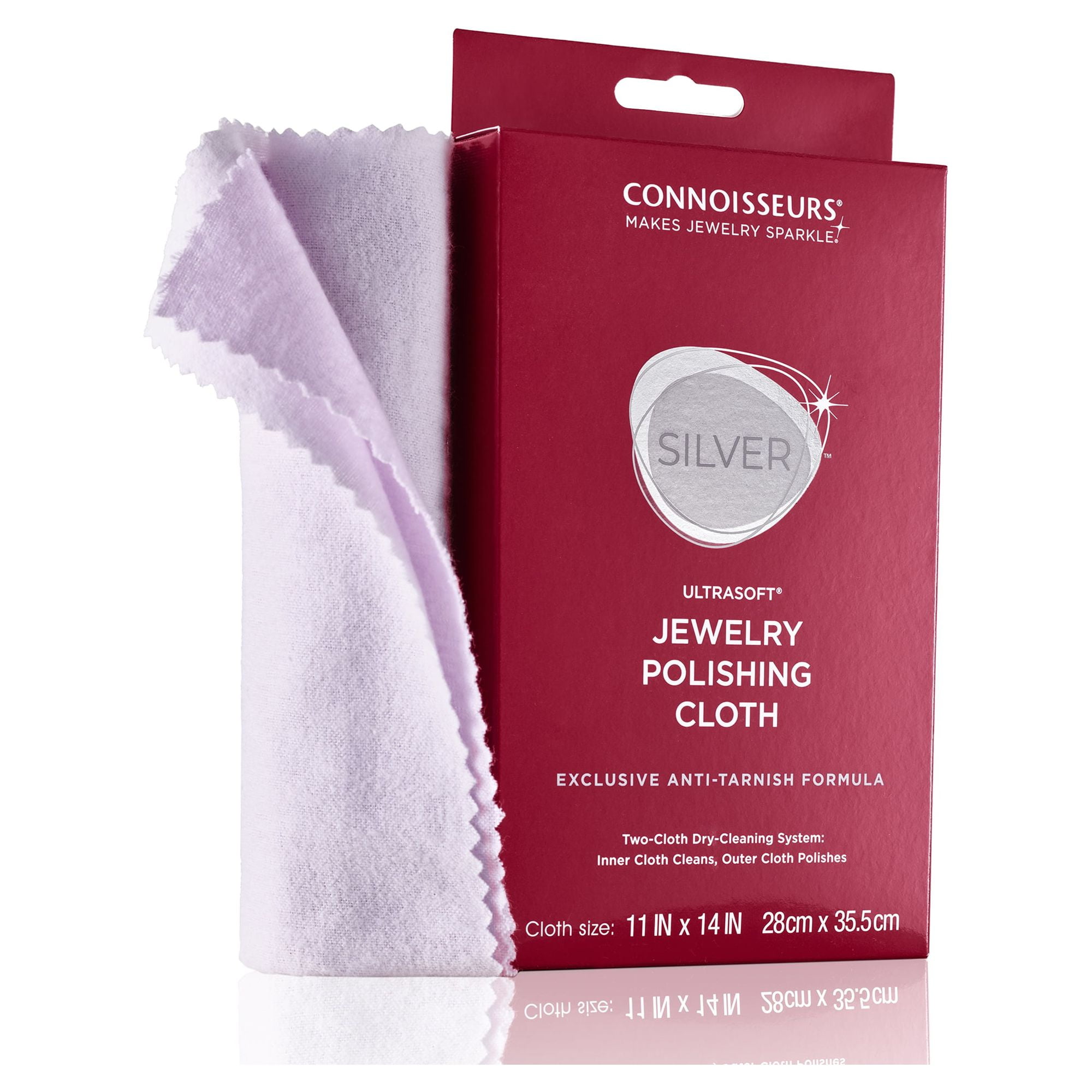 Connoisseurs Silver Jewelry Polishing Cloth, Cleans and Polishes All Silver Jewelry