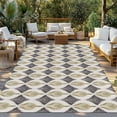 thumbnail image 3 of Fsddascl Brown Grey Outdoor Rug for Patio/Deck/Porch, Non-Slip Large Area Rug 4 x 6 Ft, Modern Abstract Geometric Contemporary Indoor Outdoor Rugs Washable Area Rugs, Reversible Camping Rug Carpet, 3 of 5