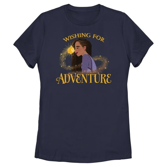 Women's Disney Wish Asha Wishing For Adventure  T-Shirt - Navy Blue - Large
