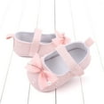 thumbnail image 7 of Baby Walking Shoes Size 0-6 Months Sports Flat Bottom Lightweight Round Toe Ribbon Bowknot Pearl Flats Comfort Lightweight Elastic First Birthday Pink Boots, 7 of 7