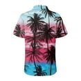 thumbnail image 5 of Huresd Hawaiian Shirts for Women Palm Tree Print Button Down Collar Tropical Tops Blouse Short Sleeve Dressy Tropical Shirts for Women Purple Pink 2XL, 5 of 6