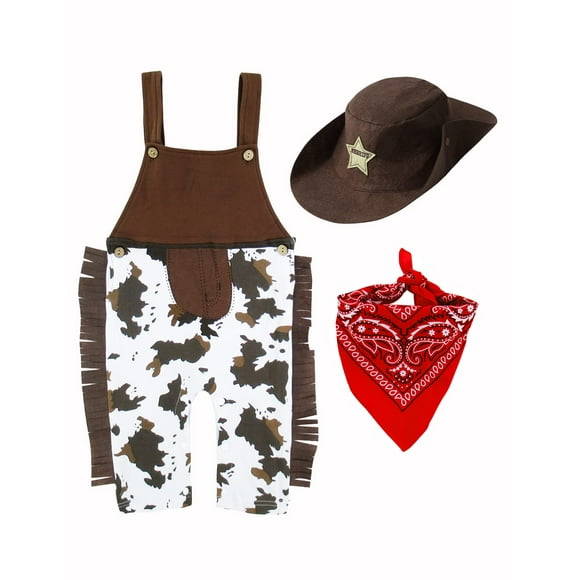 COSLAND Kids Cowboy Costume Toddler Boys Halloween Outfit 2T, Brown