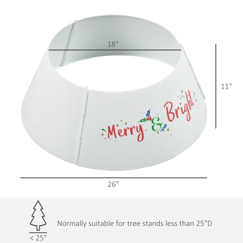 Alvantor Christmas Tree Skirt, Steel Ring Collar with Easy Assembly for Holiday Home 26"x26"x11" Cream White