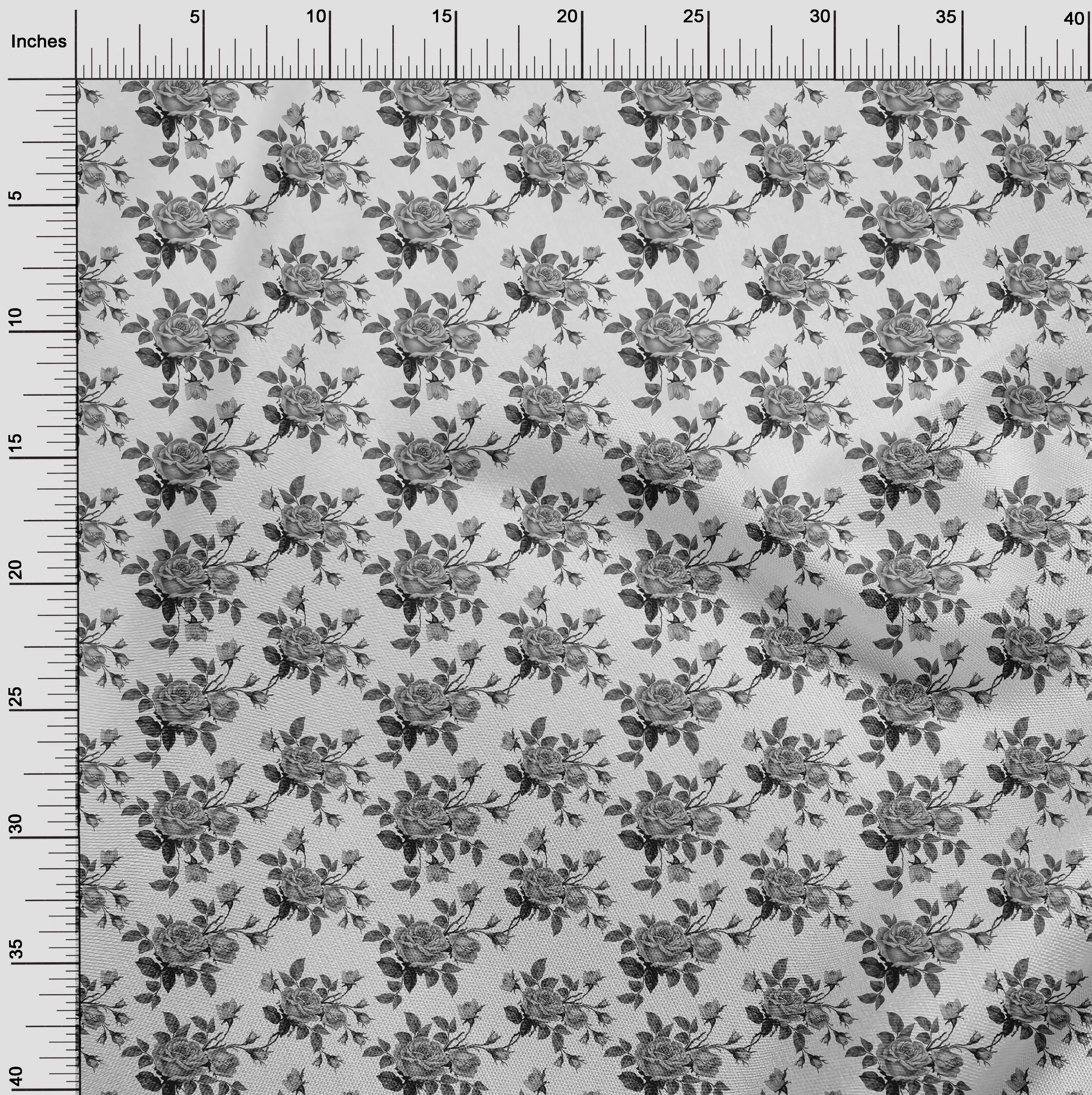 oneOone Silk Tabby Gray Fabric Floral Quilting Supplies Print Sewing Fabric By The Yard 42 Inch Wide