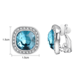 thumbnail image 6 of Yoursfs Blue Birthstone Clip on Earrings for Women Platinum Plated Princess Cut Big Rhinestone CZ Halo Clip Earrings Wedding Party Jewelry Gift, 6 of 6