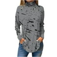 thumbnail image 1 of FAIWAD Plus Size Tops for Women Long Sleeve Round Neck Print Slim Stretch Pullover Tops, 1 of 4