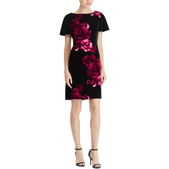 American Living Womens Velvet Floral Party Dress