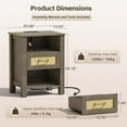 thumbnail image 3 of JUMMICO 26.18" End Table with Charging Station and Rattan Drawers, Farmhouse Nighstand, Wooden Storage Bedside Table, Living Room, Bedroom(2, Vintage Gray), 3 of 14