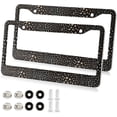 thumbnail image 2 of GZHJMY Realistic Leopard Cheetah Print Animal License Plate Frames for Women Men 2 Pcs Personalized Car License Plate Holder with Screw Caps, Elliptical Hole Decorative, 2 of 7