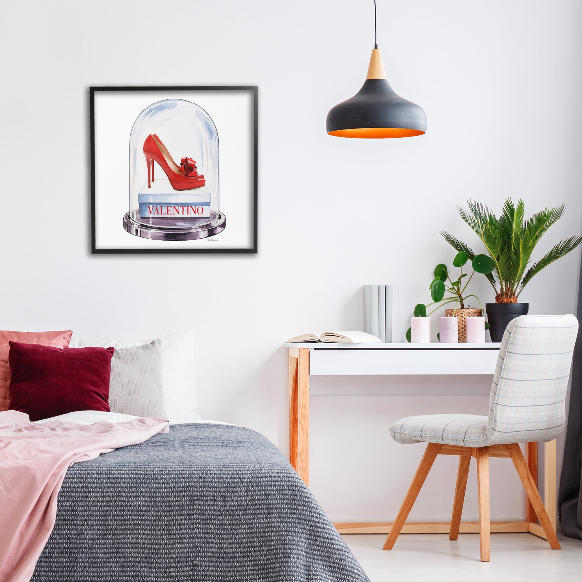 Stupell Industries Red Heels in Bell Jar Black Framed Giclee Art, design by Amanda Greenwood