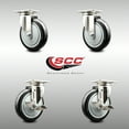 thumbnail image 2 of 5 Inch 316SS Black Polyurethane Wheel Swivel Top Plate Caster Set 2 Brakes SCC, 2 of 2