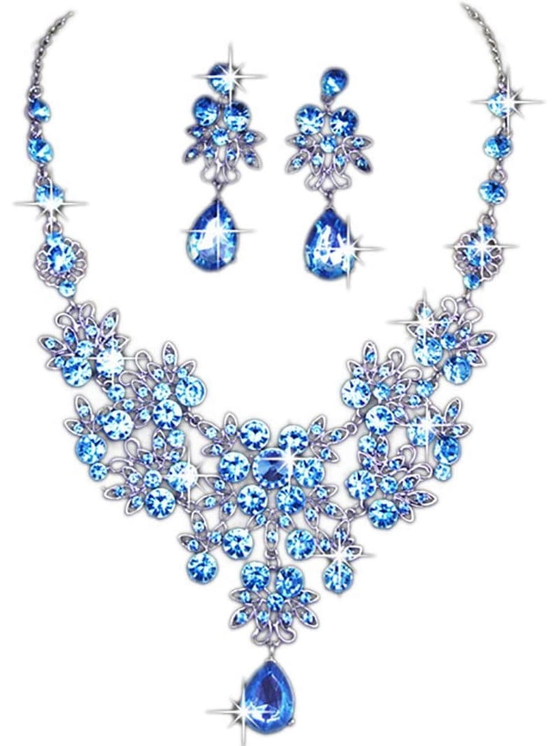 5 Charms Ciondoli A Fiore Con Cristalli Cechi – Blu Acquamarina, Per Bracciale Europeo, Argento Lucido