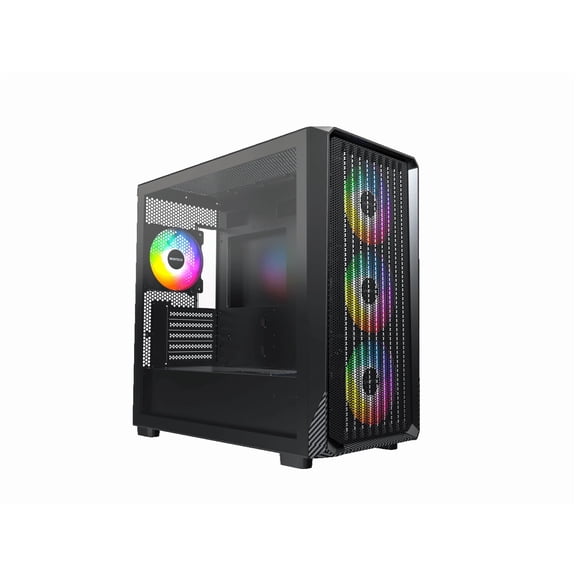 MONTECH X5M - Micro ATX Gaming PC Case, High Airflow, 4x120mm ARGB Fans Pre-installed, Glass Side Panel, Carbon Fiber Print Accents, Black