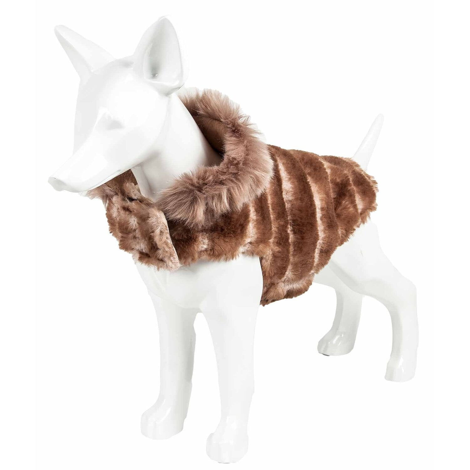 Pet Life ® Luxe 'Tira-Poochoo' Tiramisu Patterned Mink Fur Designer Dog Jacket