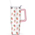 thumbnail image 2 of Mug with Handle and Straws 40 oz Insulated Strawberry Fruit Travel Cup Birthday Present for Women Girls Daughter Mom Gifts for Him/Her Coffee Mugs, 2 of 7