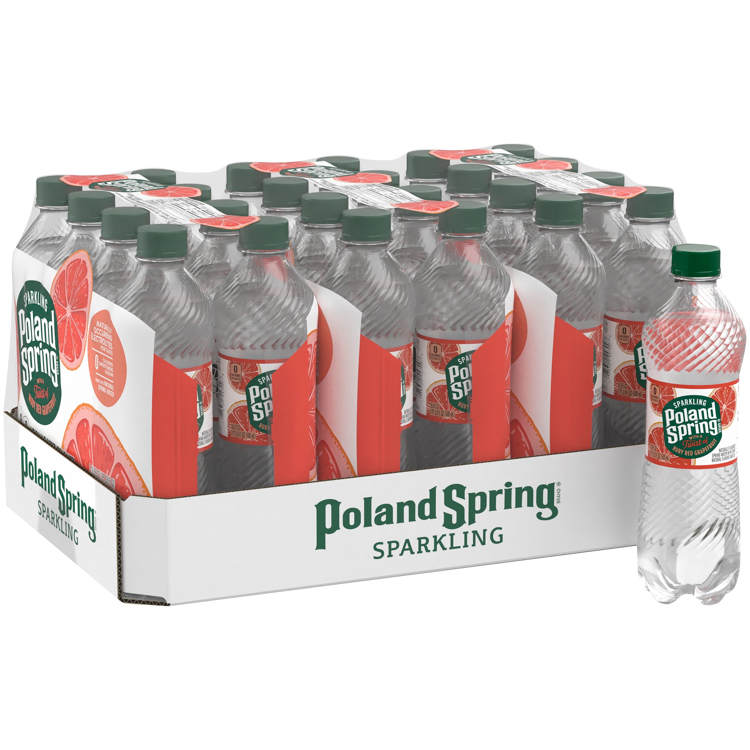Poland Spring Sparkling Water, Ruby Red Grapefruit, 16.9 oz. Plastic Bottles (24 Count)