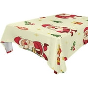 SKYSONIC Santa Claus Tablecloth Waterproof Washable Polyester Square Table Cover Durable Tablecloth for Kitchen Dining Table Party Decor (60 X 108 Inch)