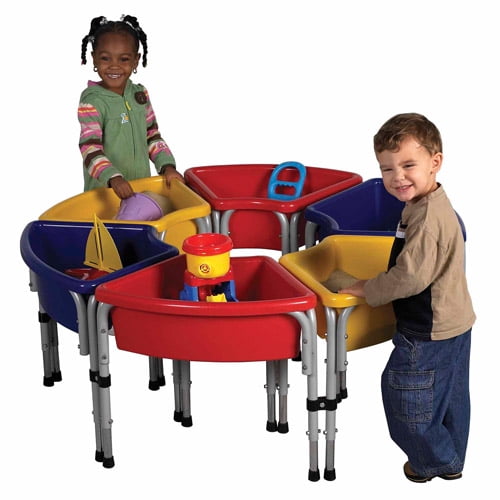 ECR4Kids 2 Station Sq Sand & Water Play Table w/ Lids